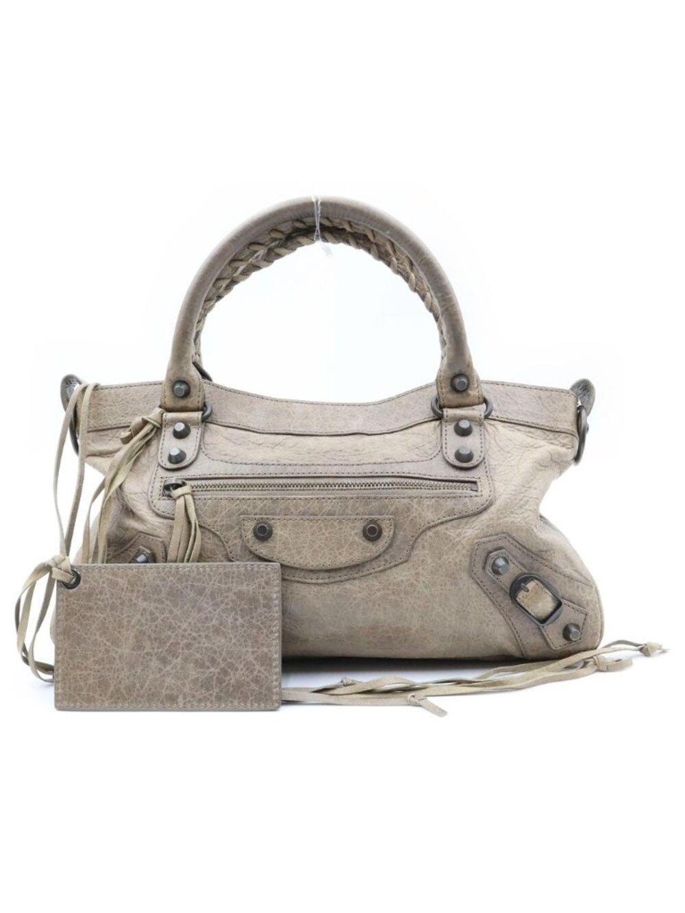 Balenciaga the First 2-Way Shoulder Bag Beige Brown Leather